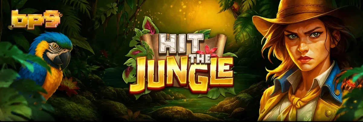 Pemandangan hutan eksotis dalam slot Hit the Jungle